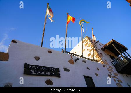 Facade of the city hall of Betancuria, the former capital city of Fuerteventura island in the Canaries, Spain Stock Photo