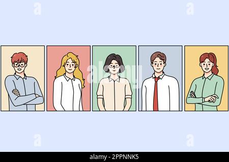 Portraits of diverse employees posing Stock Vector