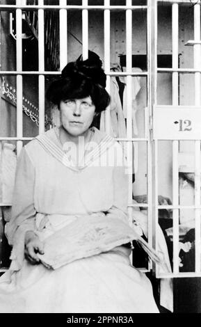 Lucy Burns. Portrait of the American suffragist and women's rights activist, Lucy Burns (1879-1966) in jail in 1917. Photograph by Harris and Ewing. Stock Photo