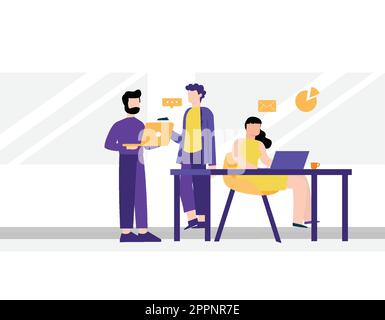 Employees at business meetings, work on project together Stock Vector