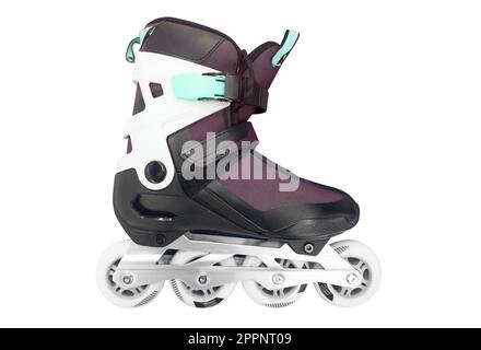 Roller skates isolated on white background.Modern inline roller skates isolated. Stock Photo