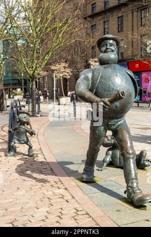 Desperate Dan Statue by Angus-based artists Tony and Susie Morrow, in Dundee City Centre Stock Photo