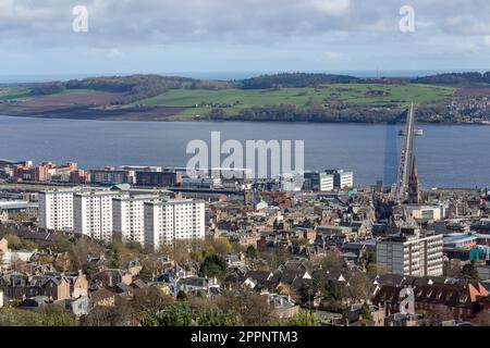 Dundee City from Dundee law with Fife in the distance Stock Photo