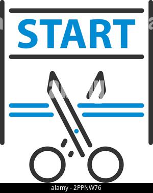 Scissors Cutting Tape Icon Stock Vector