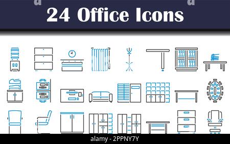 Office Icon Set. Bold outline design with editable stroke width. Vector ...