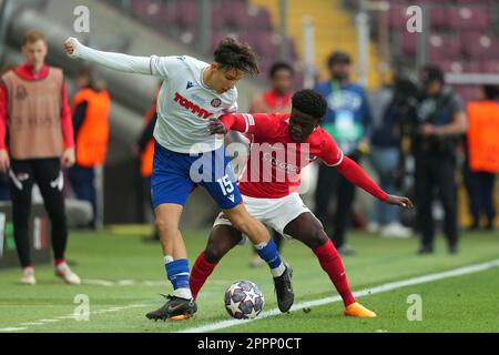 Noa Skoko of Hajduk Split in action against Victor Eletu of Milan