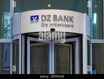 Frankfurt am Main, Germany - January 29, 2023: Headquarters of DZ Bank, based in Frankfurt am Main, the central institution within the cooperative fin Stock Photo