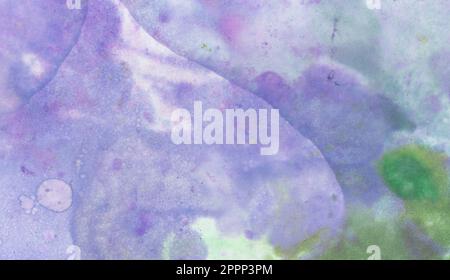 purple abstract pattern with green yellow blue veneer interior drawing done in watercolor or alcohol ink on watercolor paper Stock Photo