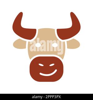 Bull glyph icon. Farm animal vector illustration Stock Vector