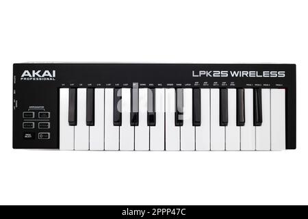 Zurich, Switzerland - December 21, 2022: Portable MIDI controller keyboard Akai Professional LPK 25 Wireless Stock Photo