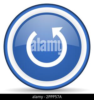 Rotate glossy web icon, blue circle button isolated on white background Stock Photo