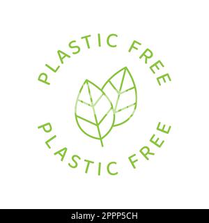 Plastic free line vector label Stock Vector