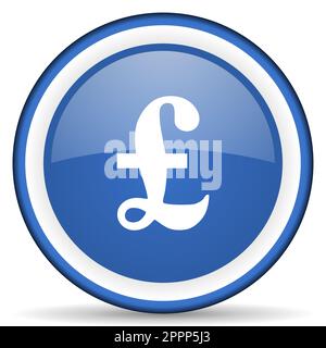 Pound glossy web icon, blue circle button isolated on white background Stock Photo