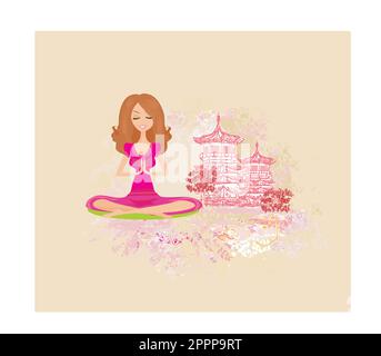 Yoga girl in lotus position Stock Vector Image & Art - Alamy