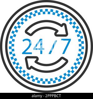 24 Hour Taxi Service Icon Stock Vector