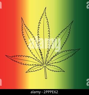 Vector cannabis leaf on rastafarian flag background. Stock Vector