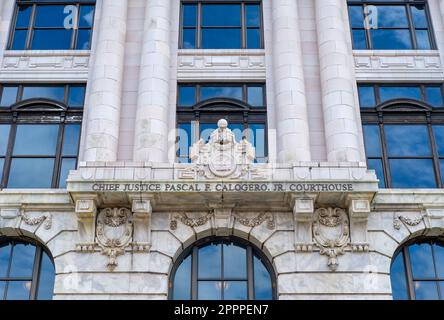 NEW ORLEANS, LA, USA - APRIL 23, 2023: Chief Justice Pascal F. Calogero, Jr. Courthouse building in the French Quarter Stock Photo