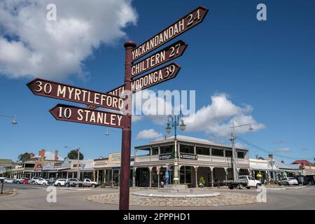 The crossroads in the country town of Beechworth, Victoria, Australia Stock Photo