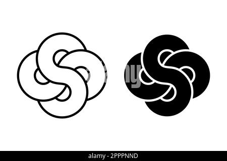 Intertwined infinity symbols, two figure eight interlocking Stock Vector