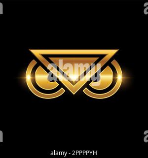 Golden Owl Symbol Logo Sign Stock Vector
