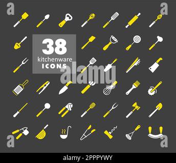 Kitchenware and kitchen appliances vector icon set Stock Vector