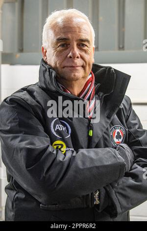 Manchester, UK. 24th April 2023.Belle Vue ATPI Aces co owner Robin Southwell during the SGB Premiership match between Belle Vue Aces and Peterborough at the National Speedway Stadium, Manchester on Monday 24th April 2023. (Photo: Ian Charles | MI News) Credit: MI News & Sport /Alamy Live News Stock Photo