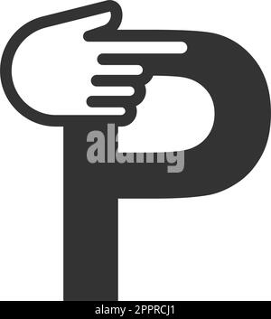 Letter combined with a hand cursor icon illustration Stock Vector