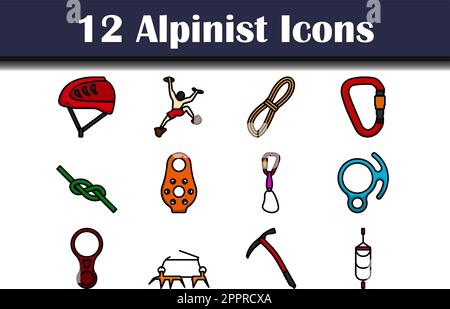 Alpinist Icon Set Stock Vector