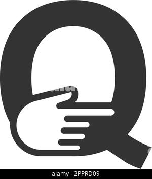 Letter combined with a hand cursor icon illustration Stock Vector