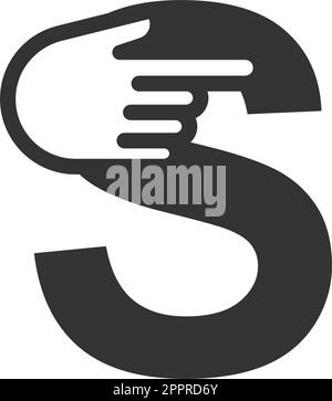 Letter combined with a hand cursor icon illustration Stock Vector