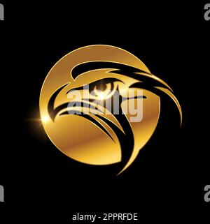 Eagle Head in Golden Circle Logo Stock Vector