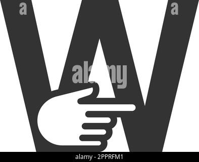 Letter combined with a hand cursor icon illustration Stock Vector