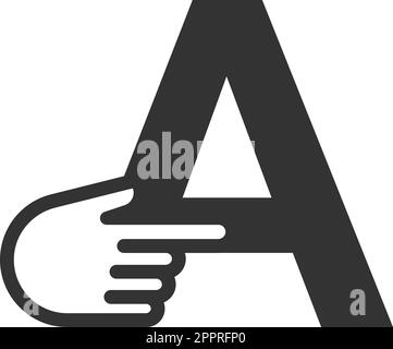 Letter combined with a hand cursor icon illustration Stock Vector