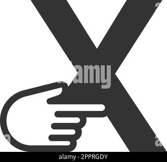 Letter combined with a hand cursor icon illustration Stock Vector