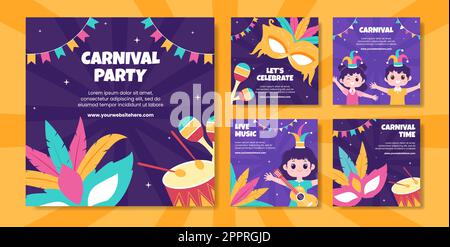 Happy Carnival Party Social Media Stories Template Cartoon Background ...