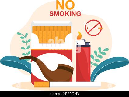 Stop Smoking or No Cigarettes for Fight Against Unhealthy Smoker Habit, Medical and as an Early Warning in Flat Cartoon Illustration Stock Vector