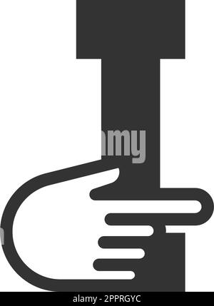 Letter combined with a hand cursor icon illustration Stock Vector