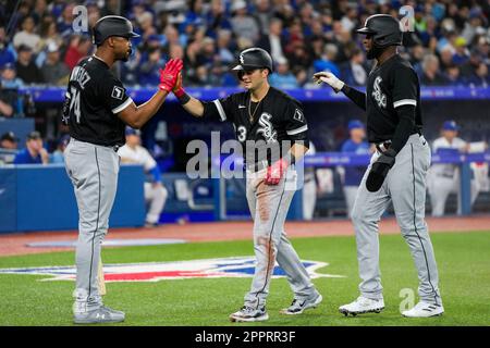 CHICAGO, IL - JUNE 20: Chicago White Sox designated hitter Eloy Jimenez (74)  bats during an MLB game against the Texas Rangers on June 20, 2023 at  Guaranteed Rate Field in Chicago