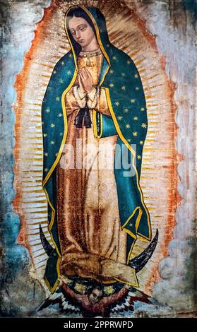 Image of our lady of guadalupe is located in the new basilica, Mexico Stock Photo