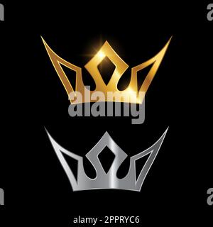 Golden Silver Luxury Crown Vector Sign Stock Vector