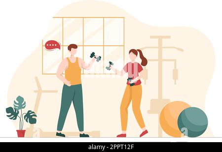 Personal Trainer or Sports Instructor Hand Drawn Cartoon Flat ...