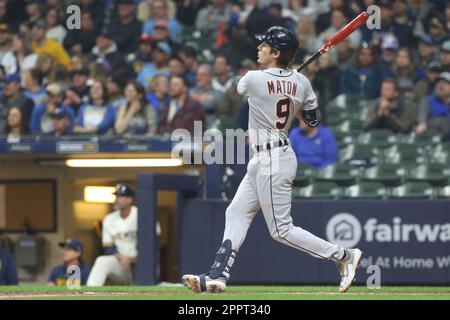 Detroit Tigers' Nick Maton hits a RBI double during the first inning of a  baseball game against the Arizona Diamondbacks, Sunday, June 11, 2023, in  Detroit. (AP Photo/Carlos Osorio Stock Photo - Alamy