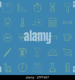 Measuring line icons on blue background, stock vector Stock Vector ...