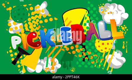 Pickleball. Word written with Children's font in cartoon style. Stock Vector