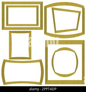 Set of Different Wood Frames Isolated on White Background. Stock Vector