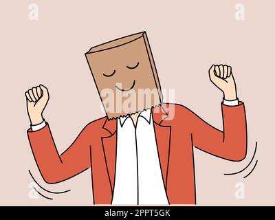 Businessman with carton bag on head Stock Vector
