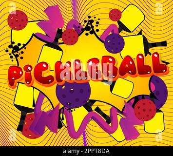 Pickleball. Word written with Children's font in cartoon style. Stock Vector