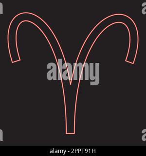 Neon aries symbol red color vector illustration image flat style Stock Vector