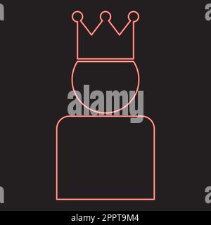 Neon king in crown red color vector illustration image flat style Stock Vector