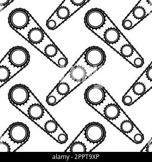 Different Bicycle Chain Frames Seamless Pattern Isolated on White Background. Stock Vector